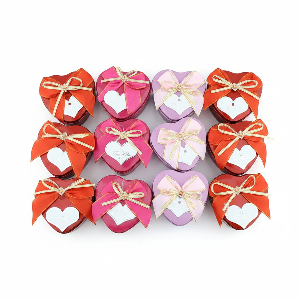 Heart-Shaped Tin Jar – Set of 12 Pcs