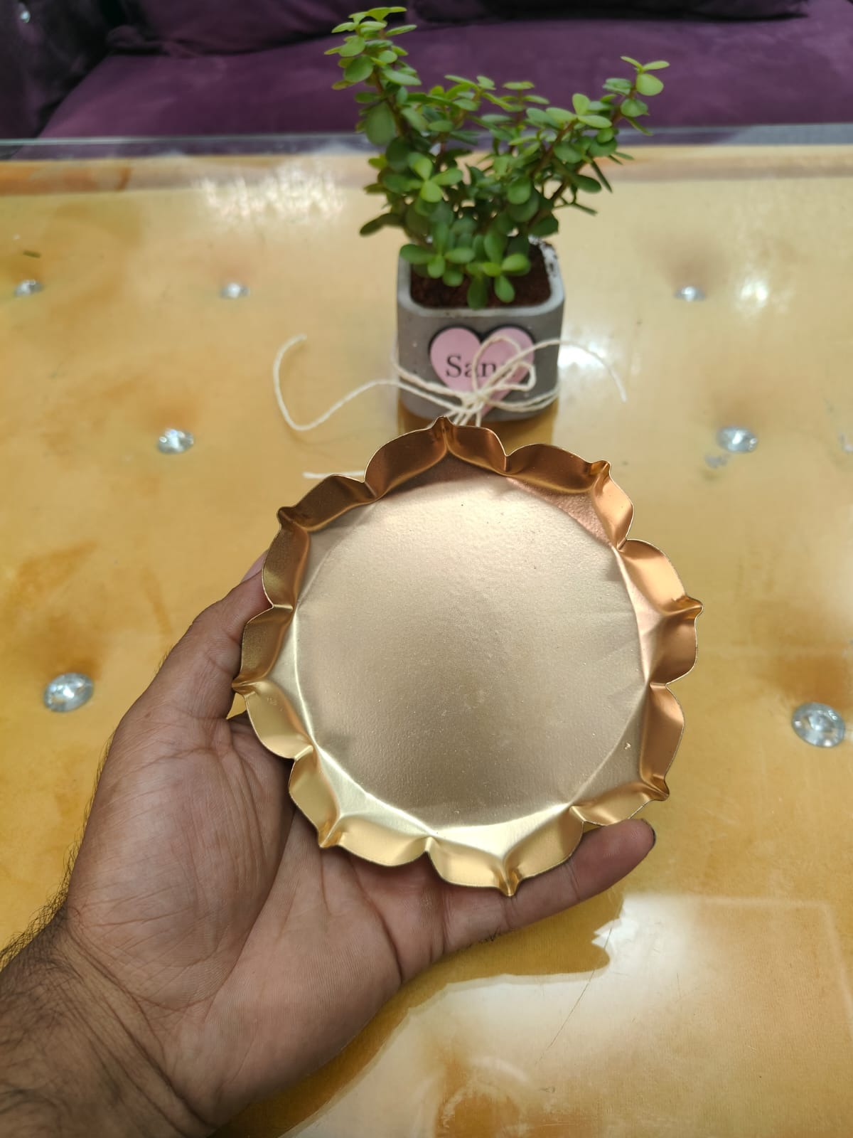 Lotus Urli — Traditional Pooja Floating Candle Bowl in 3 Sizes (3.5"/4.5"/5.5") ( Golden Paint)