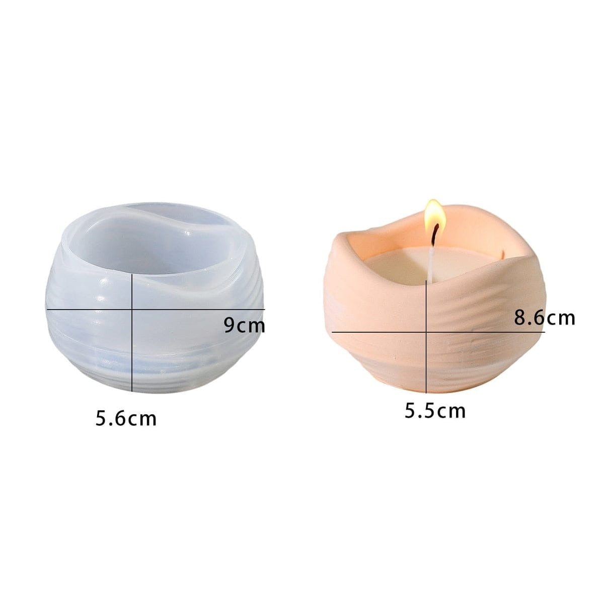 Wavy Round Silicone Mould – Concrete Candle Holder Jar & Jesmonite Succulent Planter (9 × 5.6 cm)