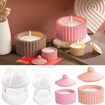 Trapezoid storage box silicone mold — finished candle vessel example