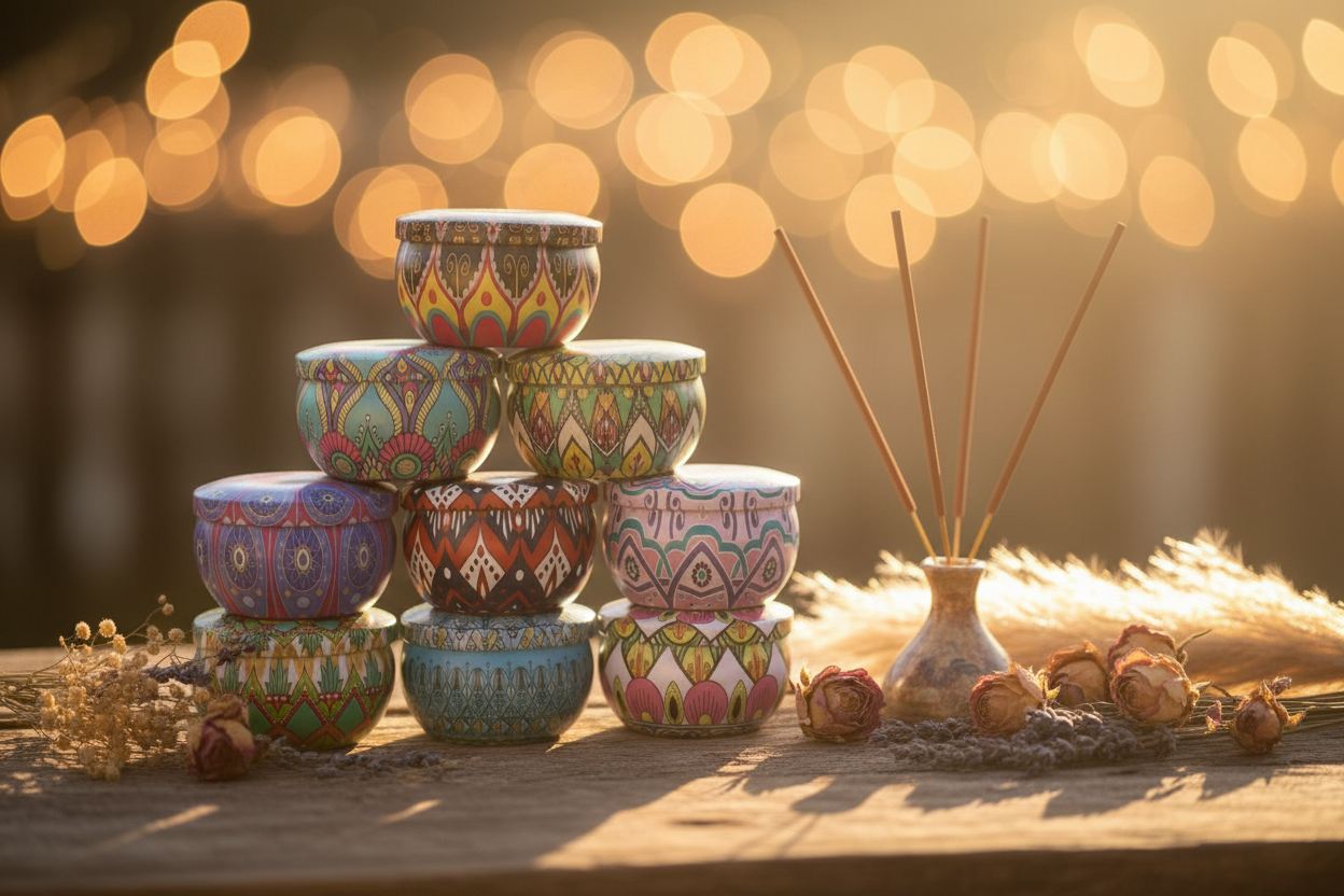 Mandala Candle Tins Lifestyle