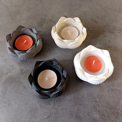 Lotus Shape Tealight Candle Holder Mold I 3D Fondant Flower Candlestick Epoxy Casting Silicone Mould