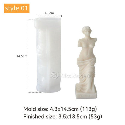 Roman Venus Silicone Candle Mould | Classical Goddess Figurine Mould