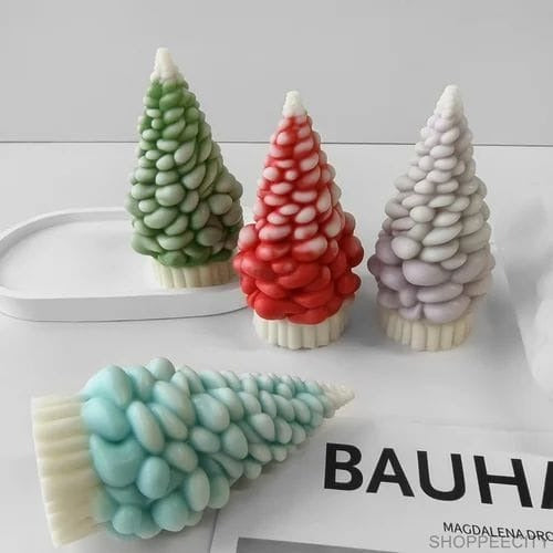 Bubble Christmas tree silicone candle mold for festive textured holiday candles