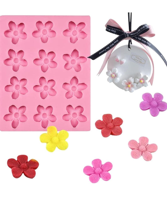 Cherry blossom flower silicone mold 15-cavity for floral candles and crafts