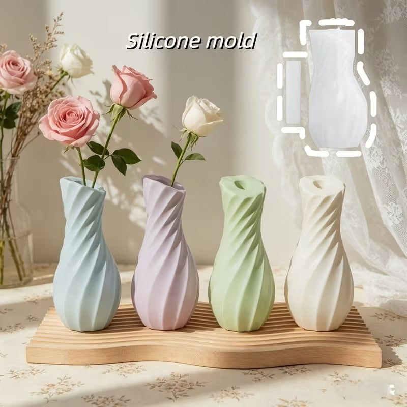 Twisted Spiral Flower Vase Silicone Mold for Resin, Cement, Plaster & Jesmonite – 15.5 cm