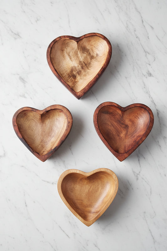 Heart-shaped wooden bowl for candle making, gifting, and home decor