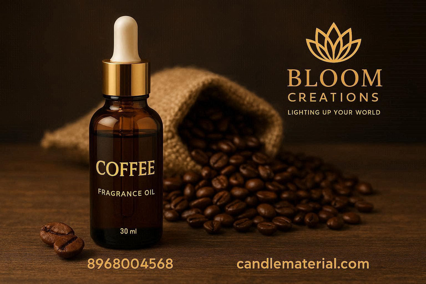 Coffee fragrance oil for candle making — rich roasted gourmand scent