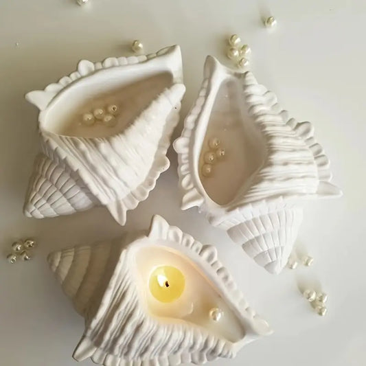 3D Seashell & Conch Silicone Mold for Candle Holders - Epoxy Resin Casting, DIY Plaster & Concrete Storage Boxes, Home Decor Planters & Clay Flower Pots