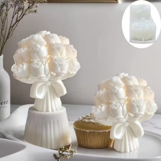Bouquet Rose Candle Silicone Mold | 3D Wedding Rose Cluster Wax & Soap Mold 9.5cm