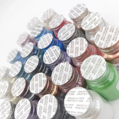 24 Shades Pearl Mica Powder — colour swatches | Bloom Creations India