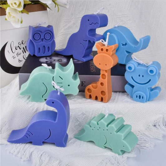 4 Style Silicone Animal Candle Mold Dinosaur Giraffe Aromatherapy Candle Piece Crystal Epoxy Children's Educational Toy Model