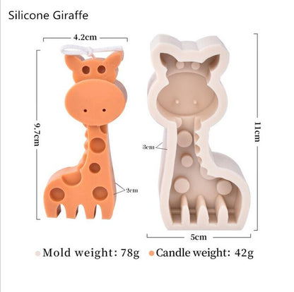 4 Style Silicone Animal Candle Mold Dinosaur Giraffe Aromatherapy Candle Piece Crystal Epoxy Children's Educational Toy Model