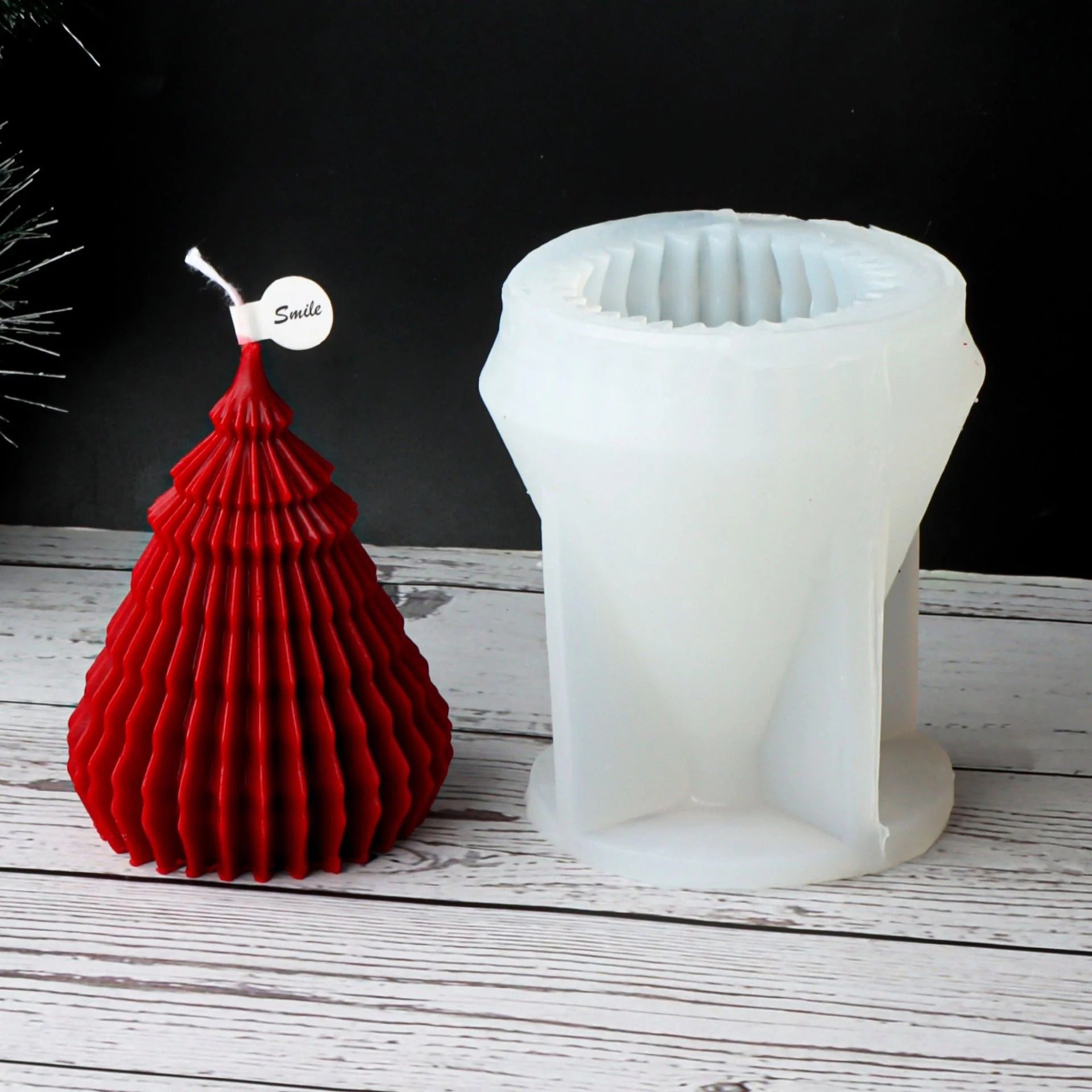 3D Christmas tree silicone candle mould for festive handmade candles
