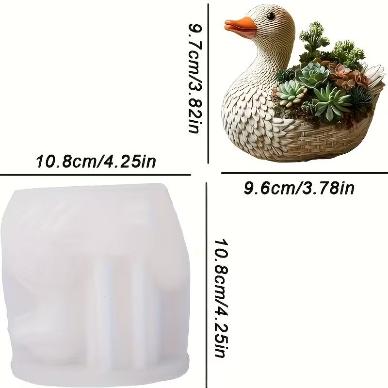Duck Silicone Mold | 9.5cm Woven Basket Planter Wax Gypsum Mold for Succulents Candles