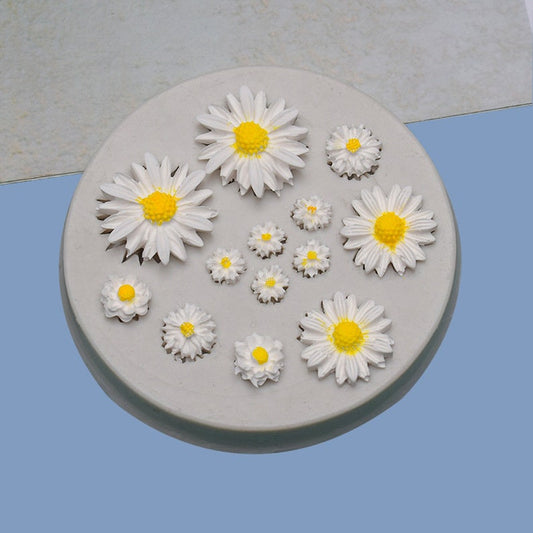 Daisy Flower Cupcake Fondant Mold I 3D Mini Flowers Silicone Chocolate Mold I for DIY Handmade Sugarcraft Cake Decoration Polymer Candy Cookies Muffin Soap Resin Wax Making (13Cavity)