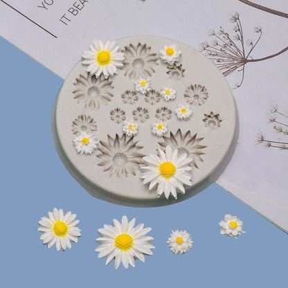 Daisy Flower Cupcake Fondant Mold I 3D Mini Flowers Silicone Chocolate Mold I for DIY Handmade Sugarcraft Cake Decoration Polymer Candy Cookies Muffin Soap Resin Wax Making (13Cavity)