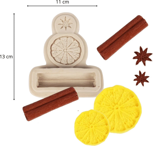 Cinnamon and Lemon silicone candle mold for plaster, epoxy, soap, and DIY candle making