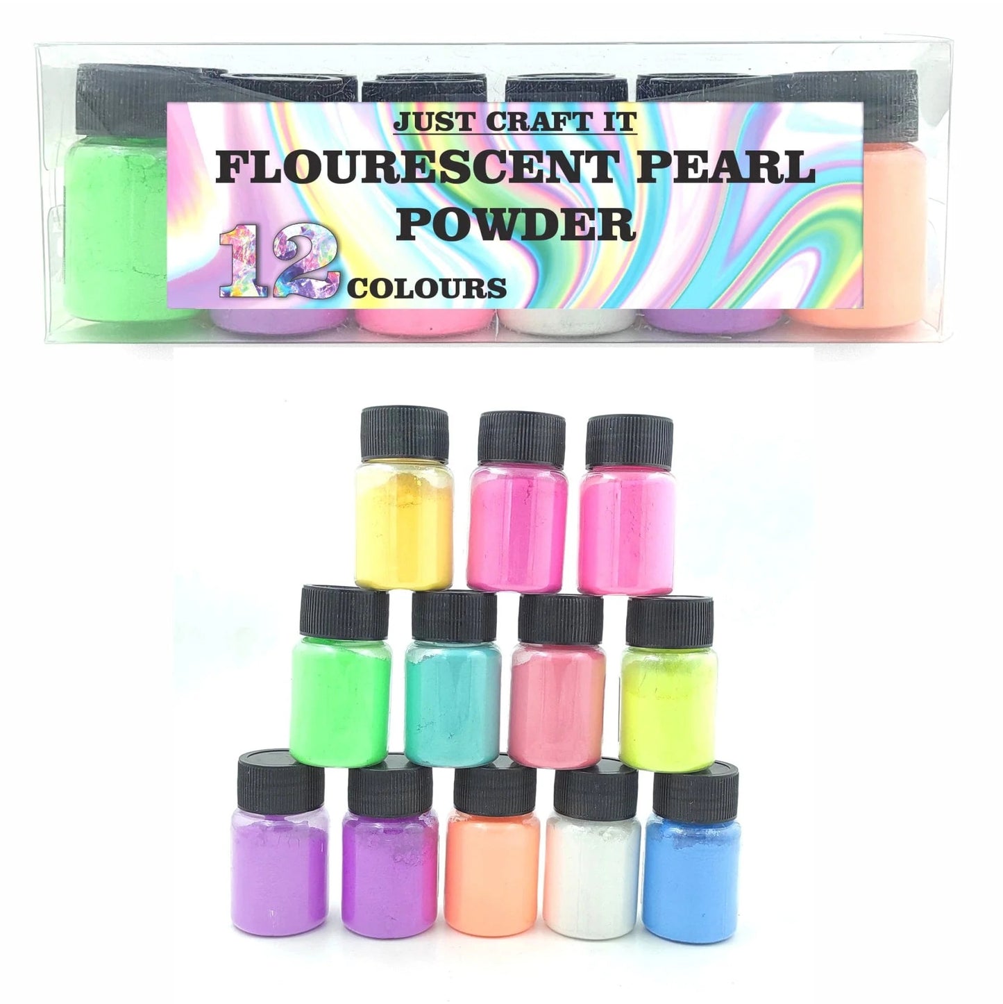 12 Shades Fluorescent Pearl Mica Powder — Candle Soap & Resin Art | Bloom Creations India
