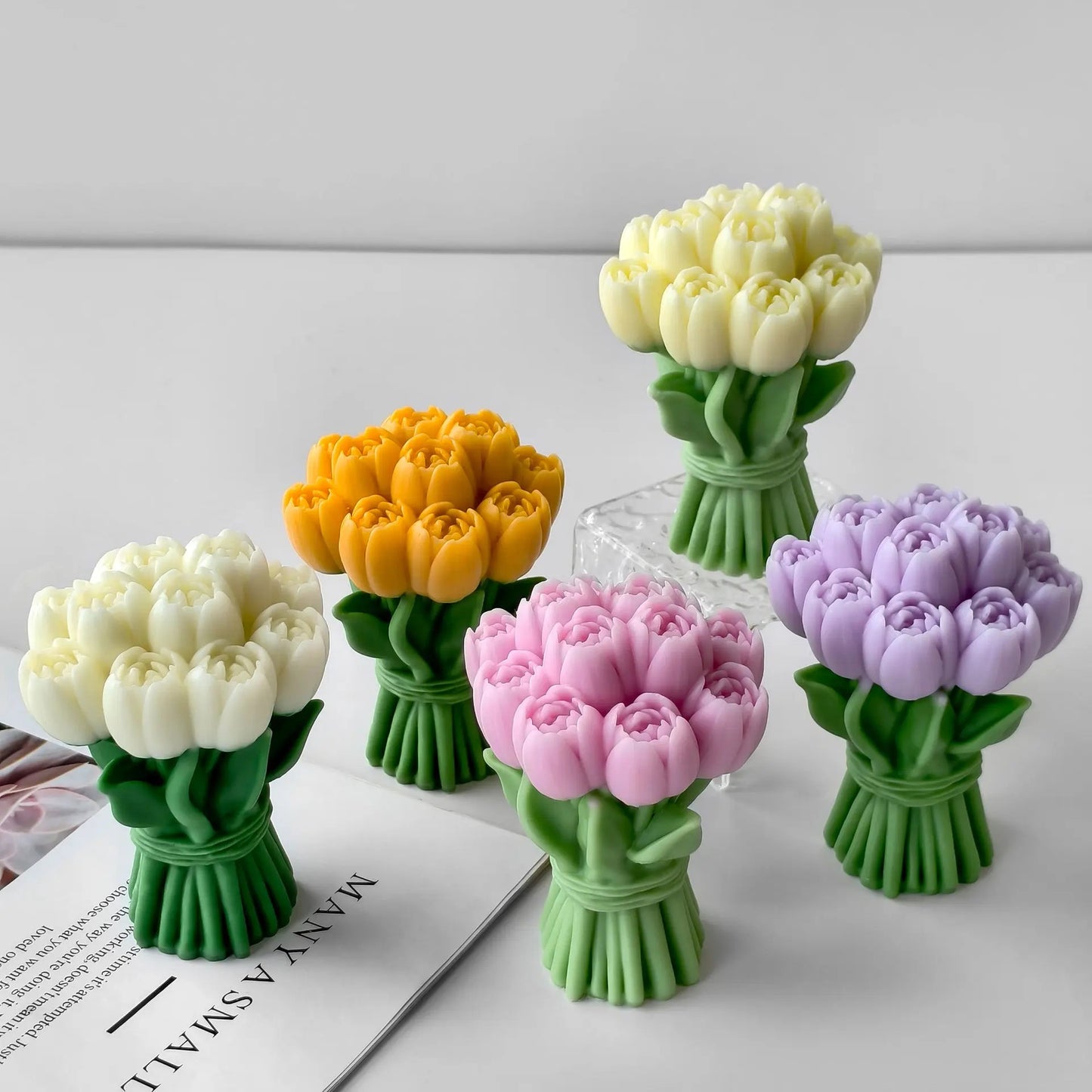 Bloom Creations Tulip Bouquet Silicone Mold for DIY Candle Making, Soap Crafting, Resin Art & Home Decor Projects. Reusable Non-Stick Crafting Tool for Artisans.