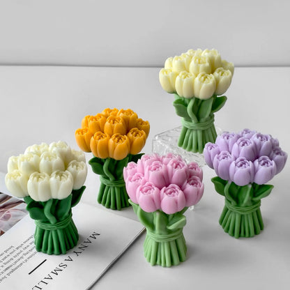 Bloom Creations Tulip Bouquet Silicone Mold for DIY Candle Making, Soap Crafting, Resin Art & Home Decor Projects. Reusable Non-Stick Crafting Tool for Artisans.
