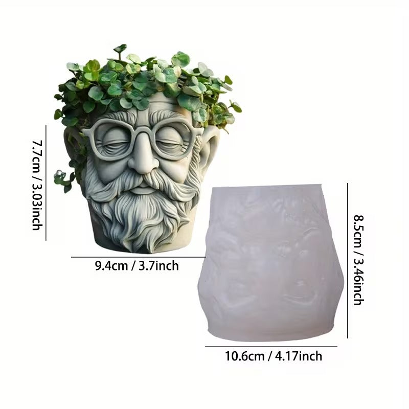 Head Planter Silicone Mold | 8.5cm Face Flower Pot Mold for Resin, Cement, Gypsum, Succulents