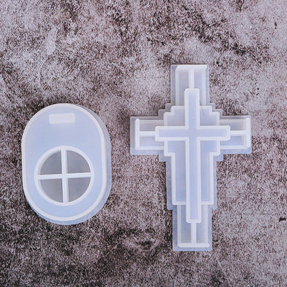 Cross Tombstone Candle holder mold , Candlestick holder silicone molds, resin concrete cement terrazzo plaster candle tealight holder mould