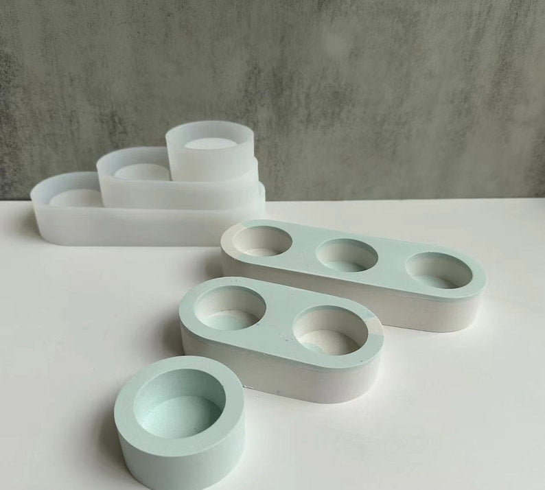 3 holes tealight holder mold for concrete cement mold round hole candle holder mold