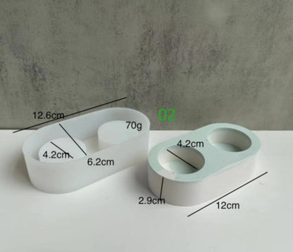 3 holes tealight holder mold for concrete cement mold round hole candle holder mold