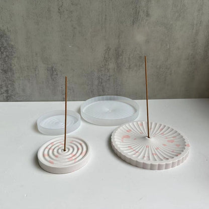 Round Concrete Incenses Burner Mold Incense Stick Holder Cement Plaster Gypsum Mold Incense Tray Silicone Resin Mold DIY Home Decor