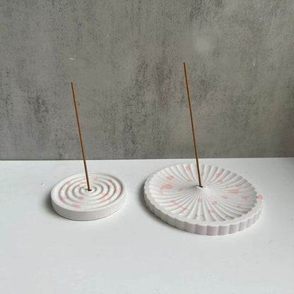 Round Concrete Incenses Burner Mold Incense Stick Holder Cement Plaster Gypsum Mold Incense Tray Silicone Resin Mold DIY Home Decor