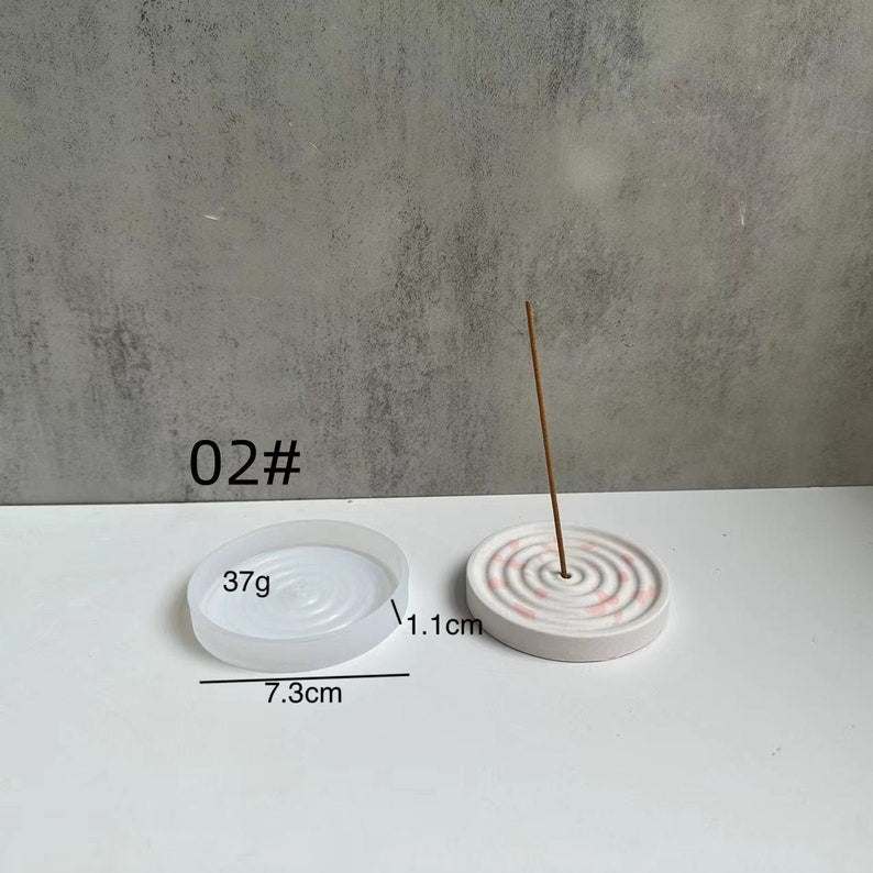 Round Concrete Incenses Burner Mold Incense Stick Holder Cement Plaster Gypsum Mold Incense Tray Silicone Resin Mold DIY Home Decor