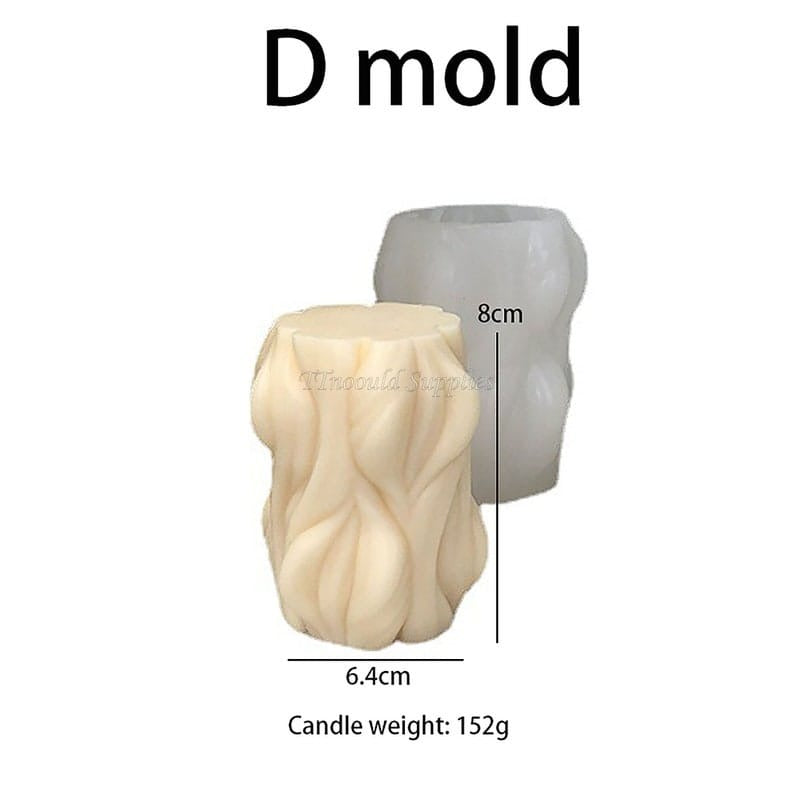 Carved Wavy Twisted Spiral Silicone Candle Mould | Large Pillar Mould