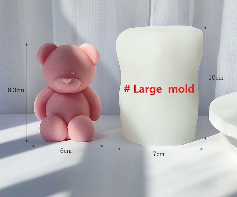 Sitting Bear Candle Mold I 3D Cute Cub Animal Silicone Scented Epoxy Mould I for DIY Handmade Chocolate, Cake Décor, Aromatherapy, Soap, Art Craft Making, Home Party Decoration