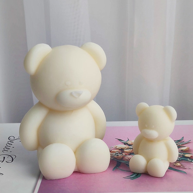 Sitting Bear Candle Mold I 3D Cute Cub Animal Silicone Scented Epoxy Mould I for DIY Handmade Chocolate, Cake Décor, Aromatherapy, Soap, Art Craft Making, Home Party Decoration