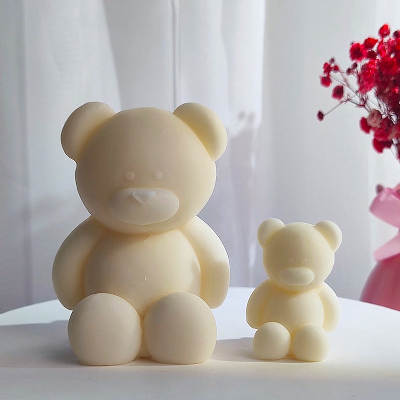 Sitting Bear Candle Mold I 3D Cute Cub Animal Silicone Scented Epoxy Mould I for DIY Handmade Chocolate, Cake Décor, Aromatherapy, Soap, Art Craft Making, Home Party Decoration