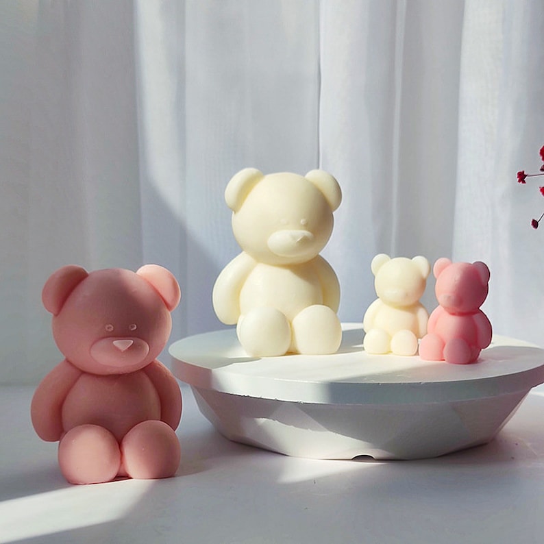 Sitting Bear Candle Mold I 3D Cute Cub Animal Silicone Scented Epoxy Mould I for DIY Handmade Chocolate, Cake Décor, Aromatherapy, Soap, Art Craft Making, Home Party Decoration