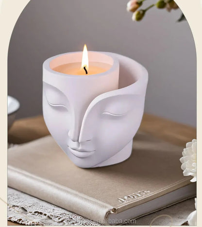 Abstract Face Silicone Mold | 8cm Split Head Planter Candle Wax Gypsum Mold