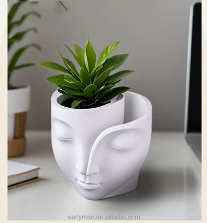 Abstract Face Silicone Mold | 8cm Split Head Planter Candle Wax Gypsum Mold
