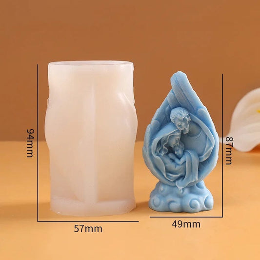 Religious Holy Family silicone mold for spiritual candles and decorative ornaments