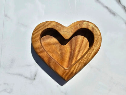 Heart Shape Wooden Bowl – Natural Wood Candle Vessel & Craft Container