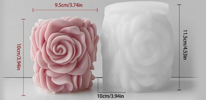 Rose Flower Pillar Silicone Candle Mould – Aromatherapy Festive Ornament Mould