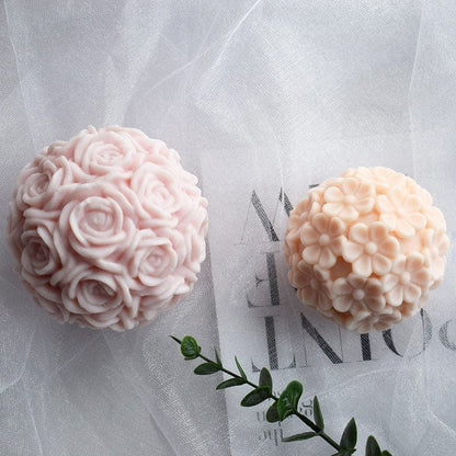 3D Rose Ball Silicone Candle Mould – Large | Full Bloom Flower Ball