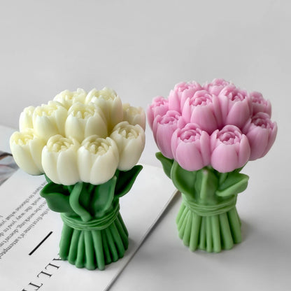 Bloom Creations Tulip Bouquet Silicone Mold for DIY Candle Making, Soap Crafting, Resin Art & Home Decor Projects. Reusable Non-Stick Crafting Tool for Artisans.