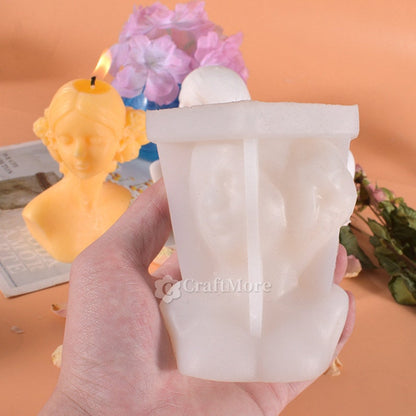 Bust of Girl Candle Molds I 3D Fondant Silicone Blind Woman Shape Wax Mould