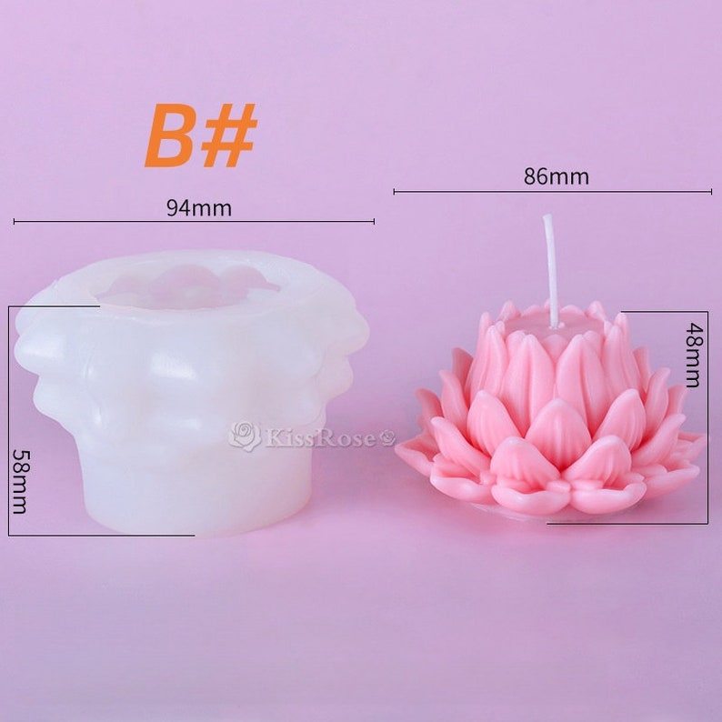 Lotus Candle Mold I 3D Fondant Flower Silicone Scented Wax Mould