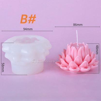 Lotus Candle Mold I 3D Fondant Flower Silicone Scented Wax Mould
