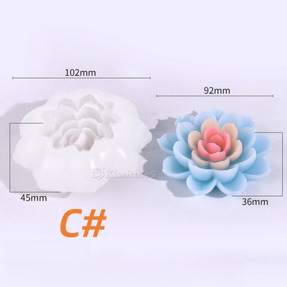 Lotus Candle Mold I 3D Fondant Flower Silicone Scented Wax Mould