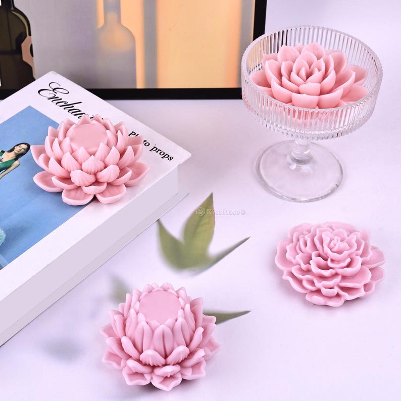 Lotus Candle Mold I 3D Fondant Flower Silicone Scented Wax Mould