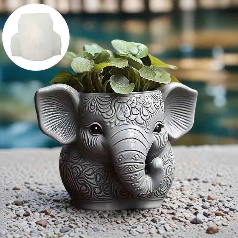 Elephant Silicone Mold | 10cm Mandala Pattern Candle Wax Planter Brush Holder